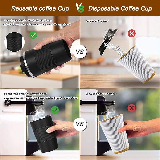 Insulated Travel Coffee Mug, Stainless Steel Coffee Cup