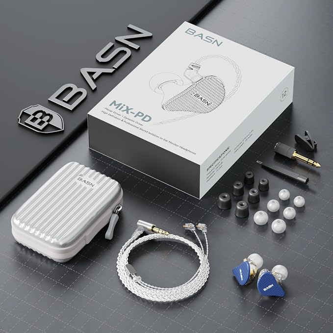 BASN Mix-PD in Ear Monitor, 1Planar Driver + 1Dynamic Driver HiFi IEM Earphones