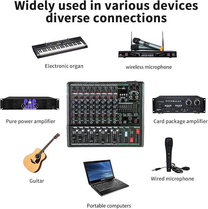 8 Channel Dj Mixer, Dj Board for Pa Stage systems