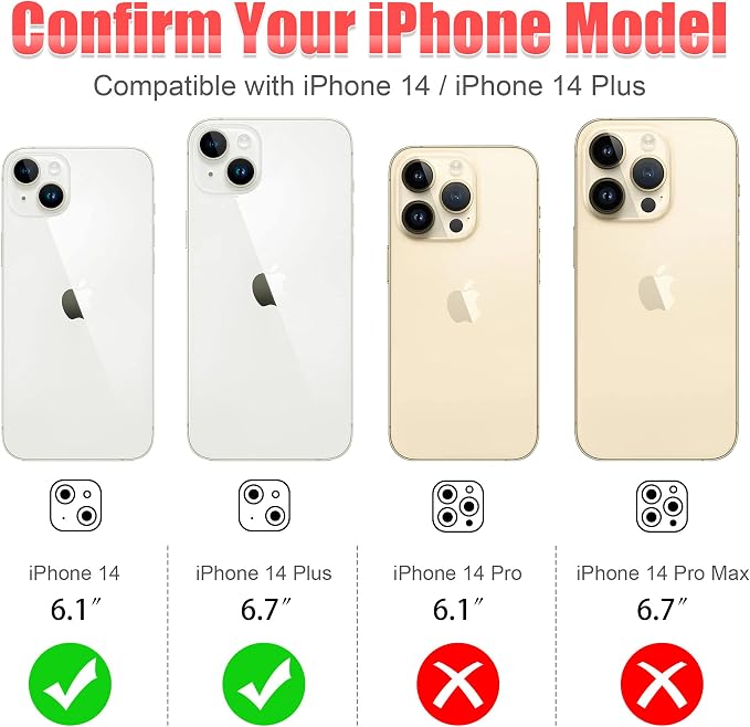 AGVEE 3+3 for iPhone 14 6.1" / 14 Plus 6.7" Camera Lens Protector, Bling