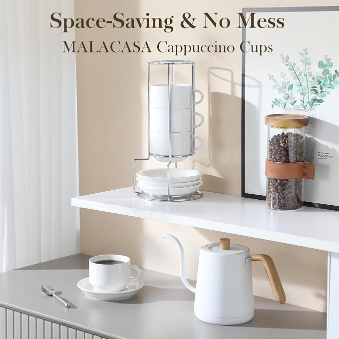 MALACASA 8 OZ Porcelain Espresso Cups