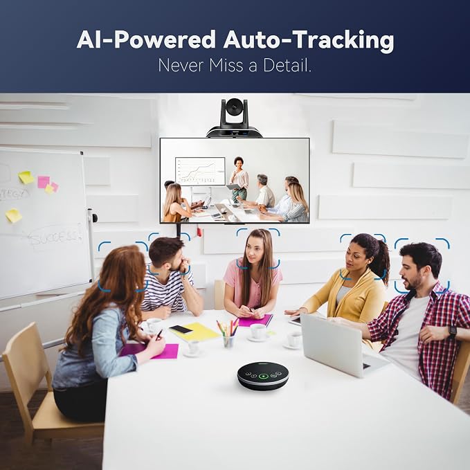 TONGVEO 4K Conference Room Camera System, AI Auto-Tracking PTZ Camera 5X