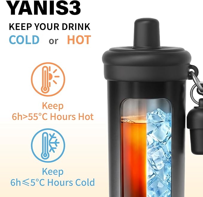 20 oz Thermo Cup with Straw, Thermal Insulated Car Cups with Hand Strap