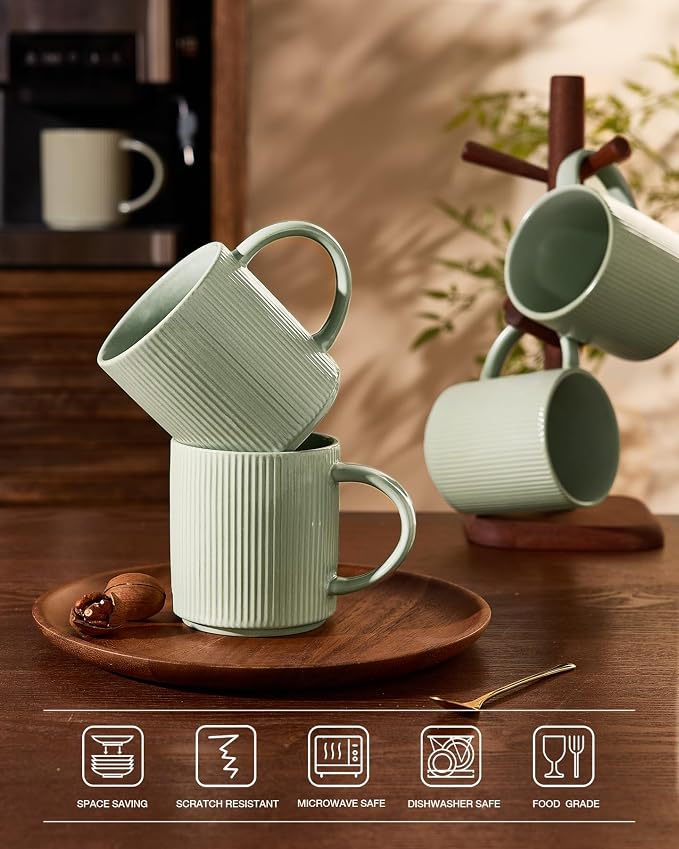 famiware Coffee Mug Set for 4, Star 16 oz Catering Mugs Cup Set