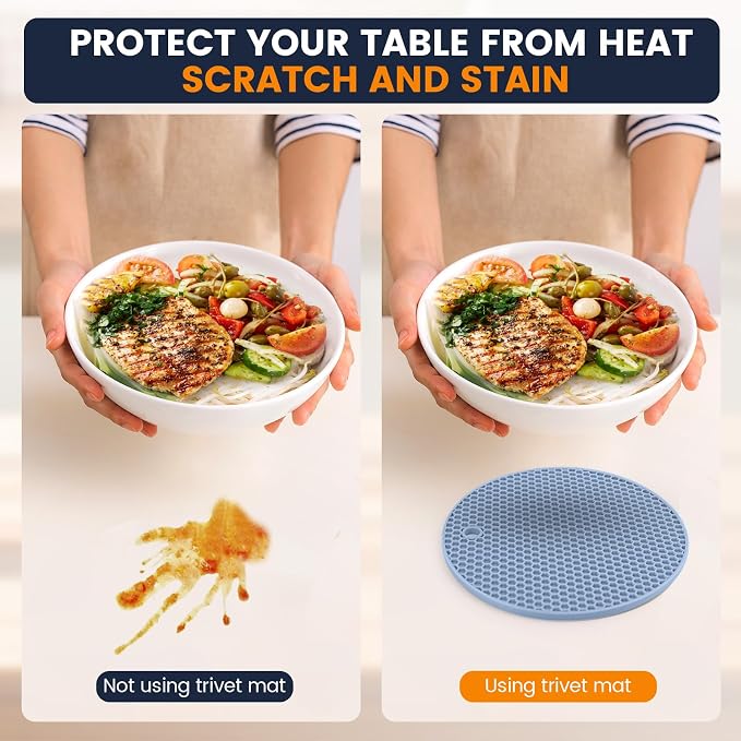 Silicone Trivet Mats 4 Heat Resistant Pot Holders Multipurpose Non-Slip Hot Pads