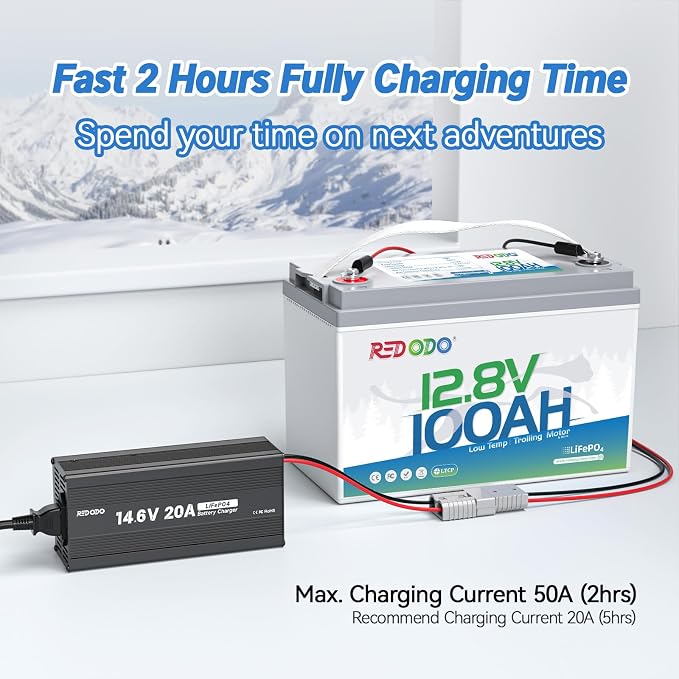 Redodo 12V 100Ah LiFePO4 Battery, Low Temperature Protection, Trolling Motor