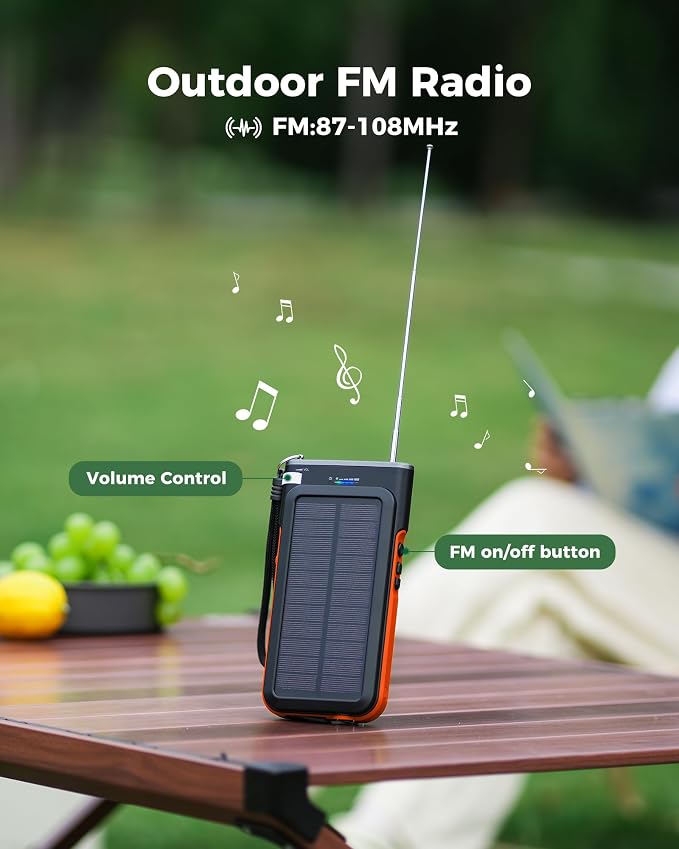 GOODaaa Solar Power Bank, 45800mAh Wireless Portable Charger Built-in Cables