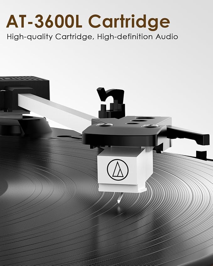 Vinyl Record Player with Dual Stereo Speakers, Belt Drive Turntable with