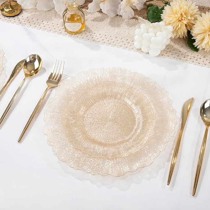 U-QE 60PCS Clear Coffee Plastic Plates