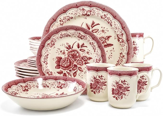 TUDOR ROYAL 24-Piece Porcelain Round Dinnerware Set, Service