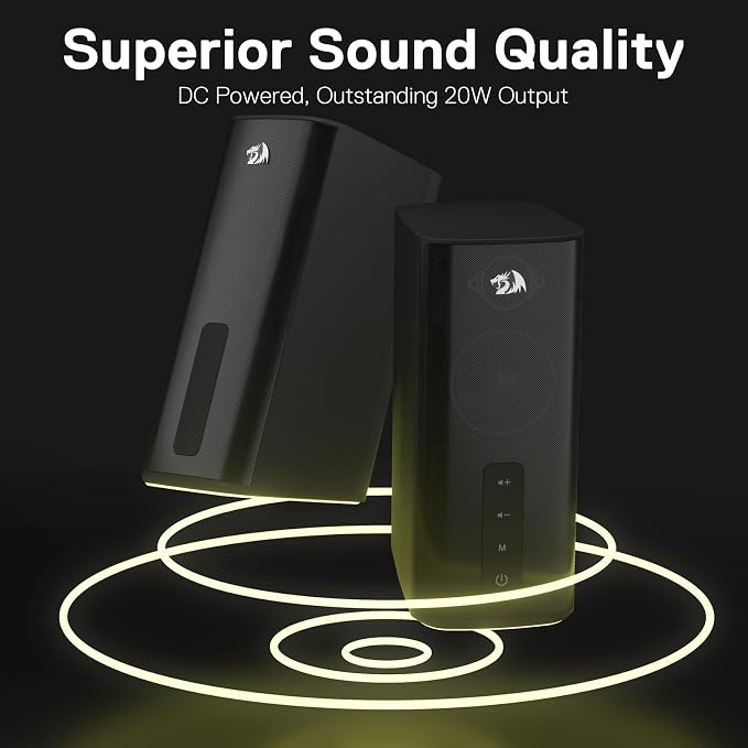 Redragon GS814 Stereo Desktop Speaker, 20W Output, 4 Real Units, BT 5.0/3.5mm