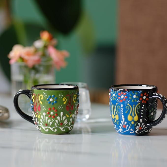 Espresso Cups Set of 2 | 4 oz Small Espresso Cups | Turkish Tea Cups |