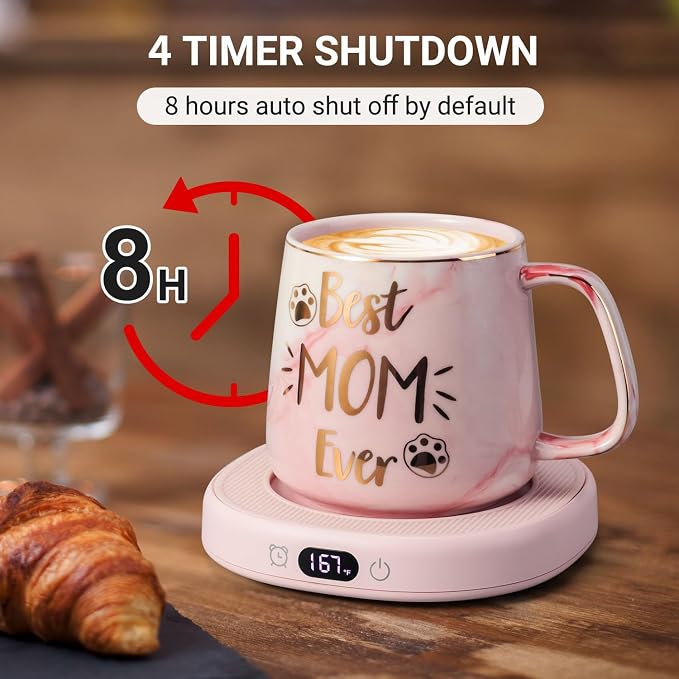 Coffee Mug Warmer & Best MOM Ever Mug Set, Electric Cup Warmer