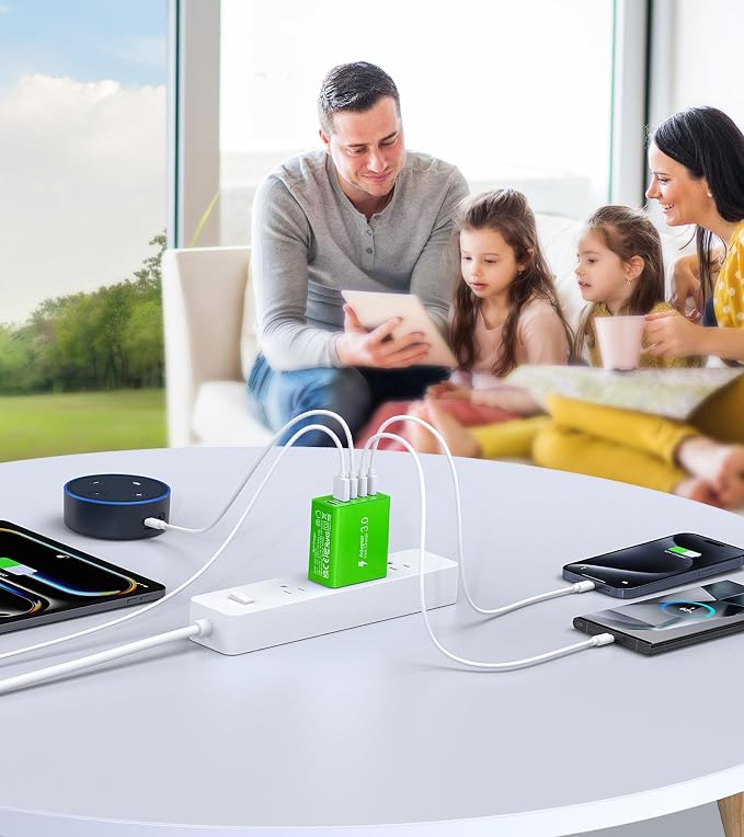 2 Pack 50W USB C Fast Charger Block, 5-Port Type C Wall Charger Brick, 2 USB A