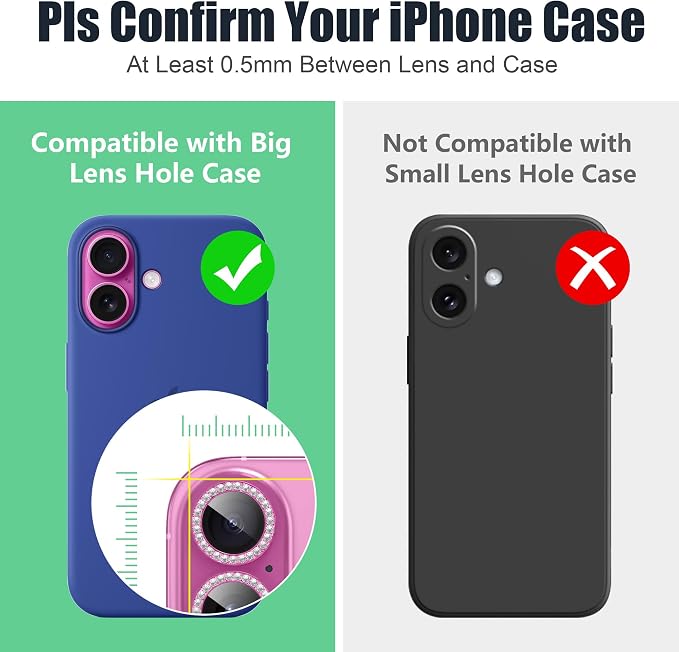 AGVEE 3+3 6 Pack for iPhone 16 6.1" / 16 Plus 6.7" Camera Lens Cover Protector