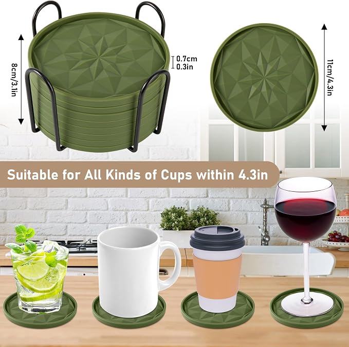 OIAHOMY 8 Pcs Coasters with Holder