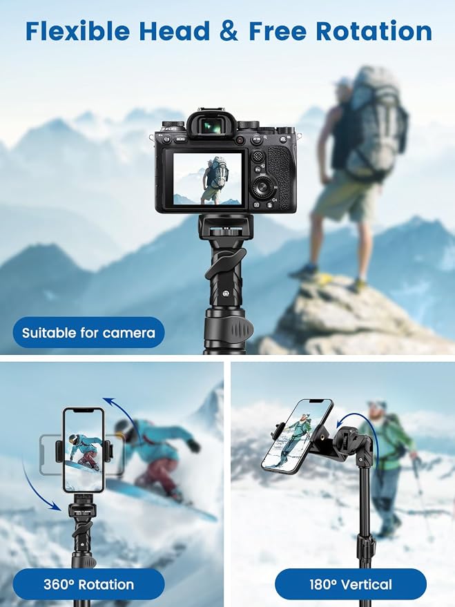Phone Tripod, Stable & Adjustable Tall, Suit