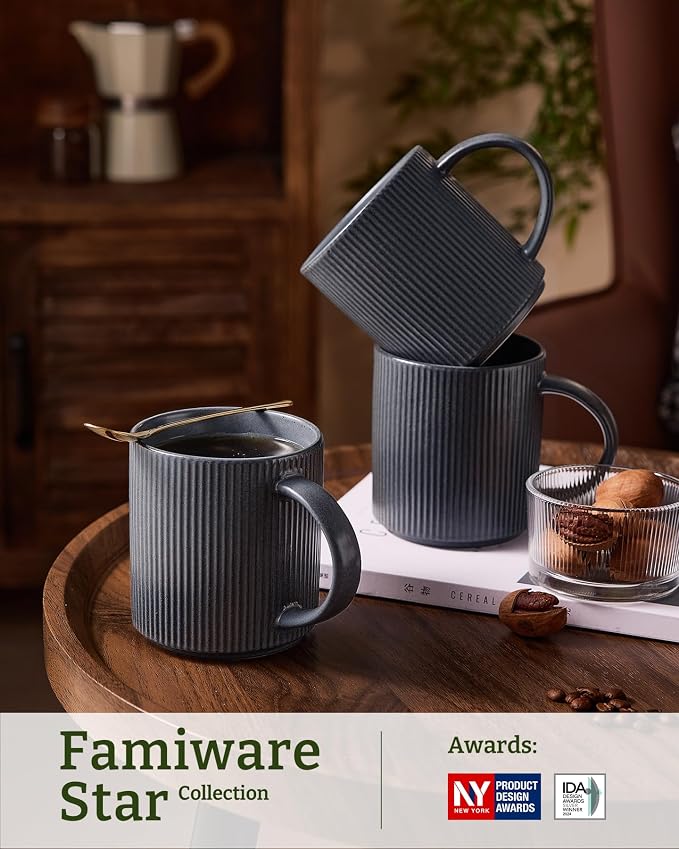 famiware Coffee Mug Set for 4, Star 16 oz Catering Mugs Cup Set