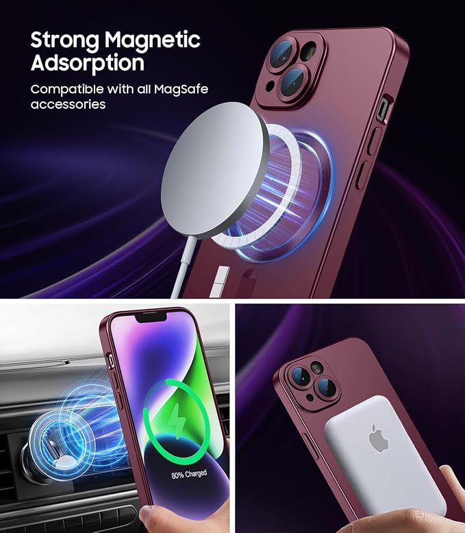 Magnetic for iPhone 14 Case Slim Soft Silicone Bumper Shockproof Metallic