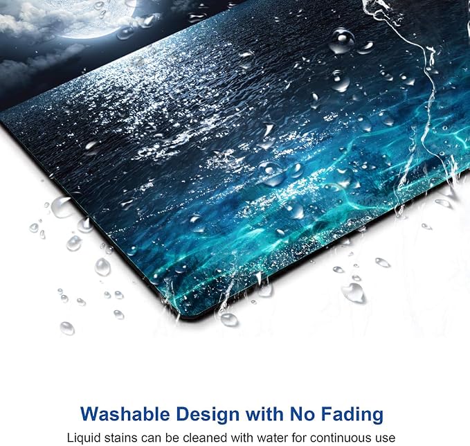 Moon Illuminating The Clear Blue Ocean Design Mouse Pad, Mouse Mat Square