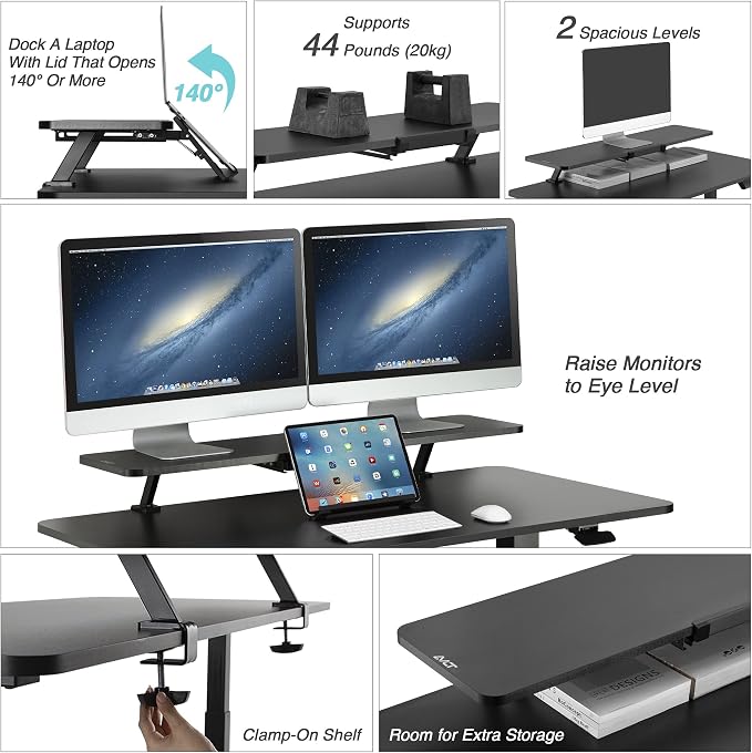 AVLT Clamp Desk Shelf Dual 32" Monitor Riser