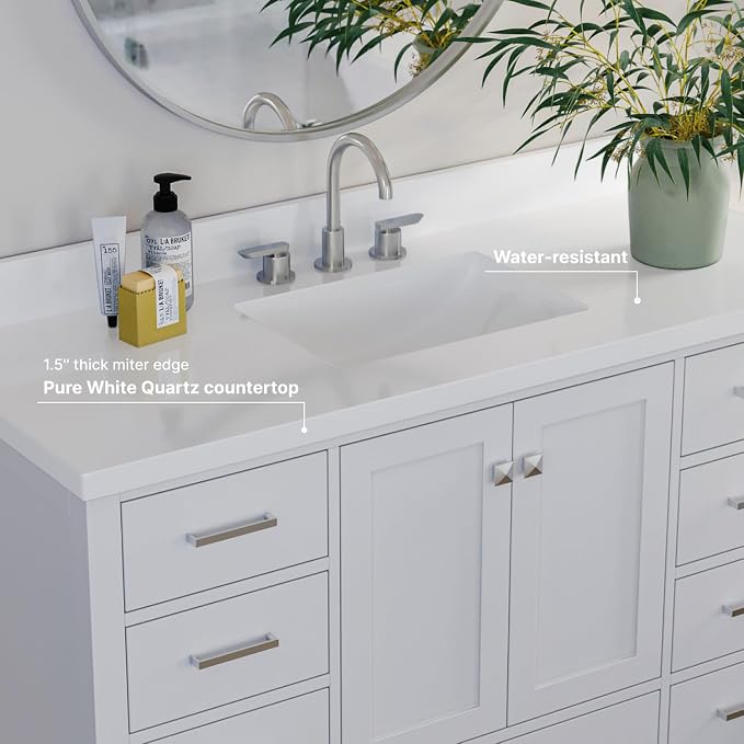 Cambridge 55" White Bathroom Vanity