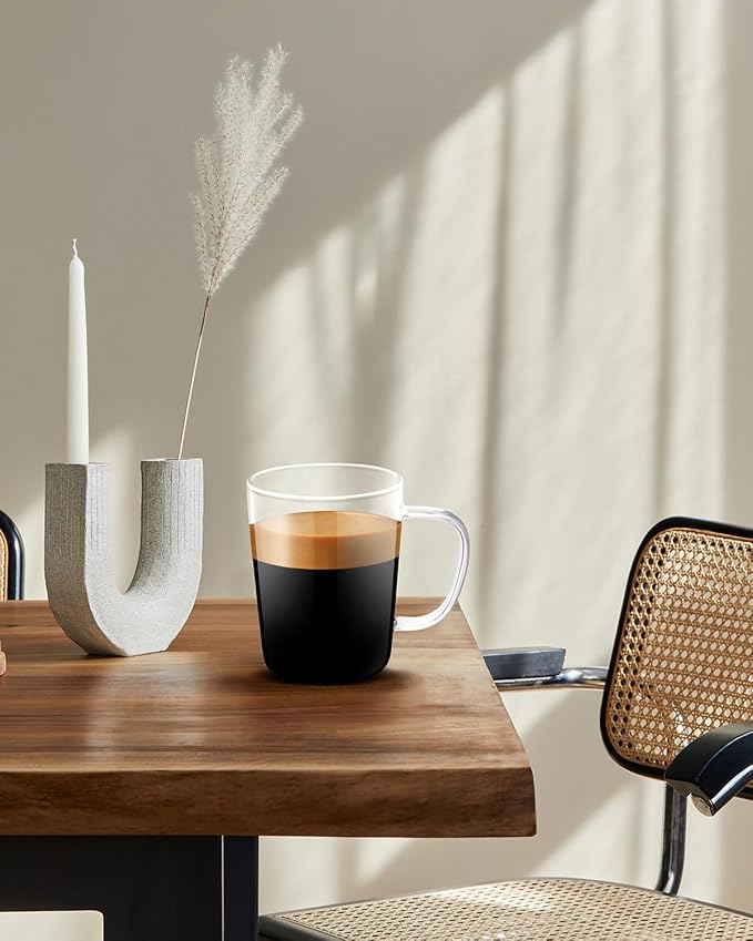 LUXU Glass Coffee Mugs, 17 oz Ice coffee cups, Large Beer Mugs Set of 4 |