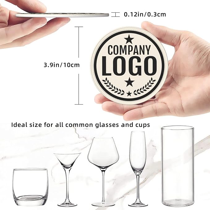 Custom Leather Coasters with Logo