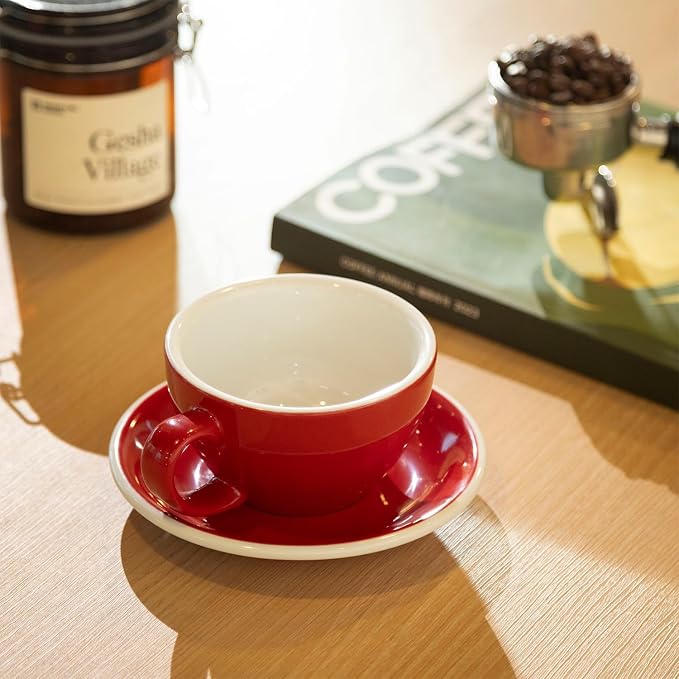 Loveramics Latte Art Mug with Saucer, 10 oz Ceramic Coffee cups with Round
