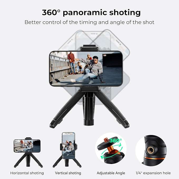 K&F Concept Selfie Stick Tripod, 360 Degree Rotation Mini Phone Stand