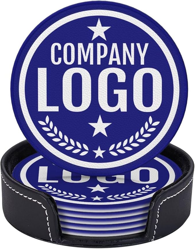 Custom Leather Coasters with Logo