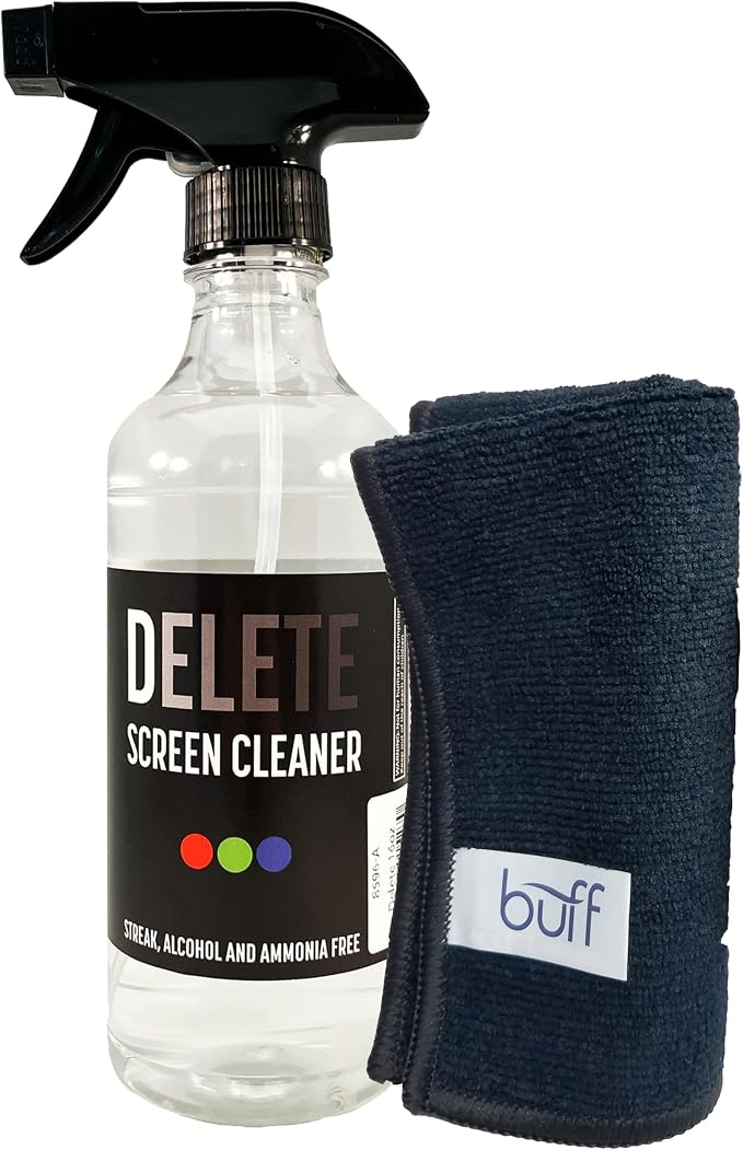 Delete Screen Cleaner Spray Kit, 16oz Bottle and 12"x12" Microfiber Cleaning