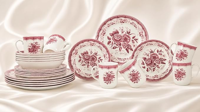 TUDOR ROYAL 24-Piece Porcelain Round Dinnerware Set, Service