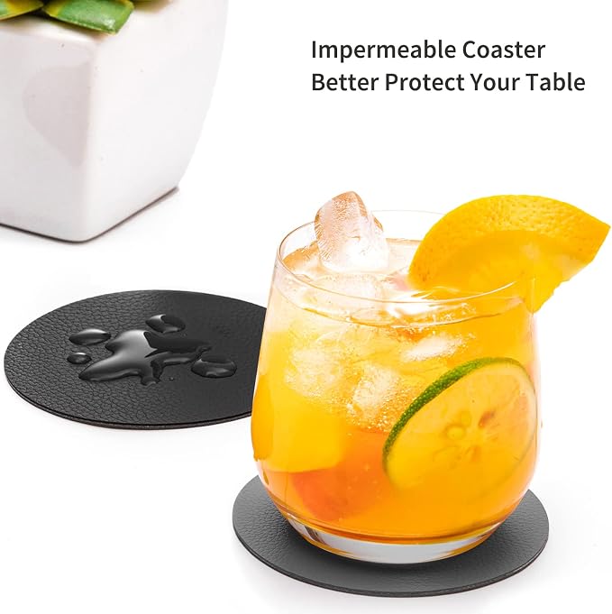 Faux Leather Drink Coasters