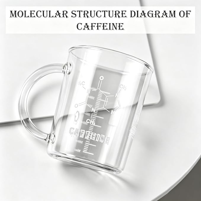 GLASKEY Caffeine Beaker Mug, 16 oz Anti-Dripping Borosilicate Caffeine Mug