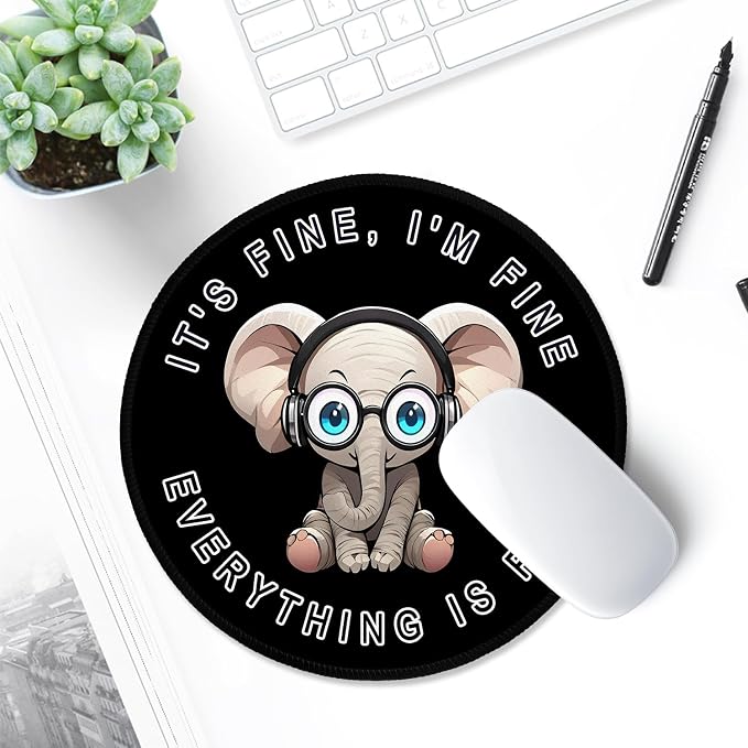 ITNRSIIET Round Mouse Pad with Stitched Edge Premium-Textured Waterproof