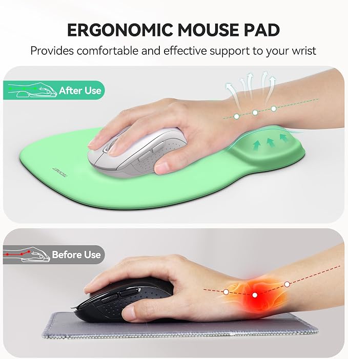 TECKNET Gel Mouse Pad with Wrist Rest, Ergonomic Office Mousepad with Wrist