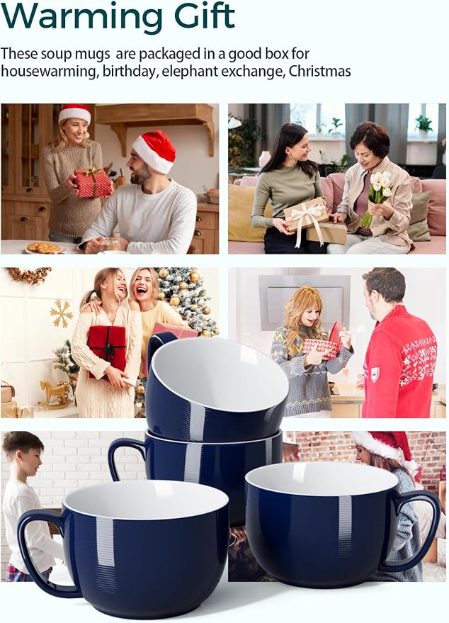 Teocera Porcelain Coffee Mugs, Soup Mugs Bowls