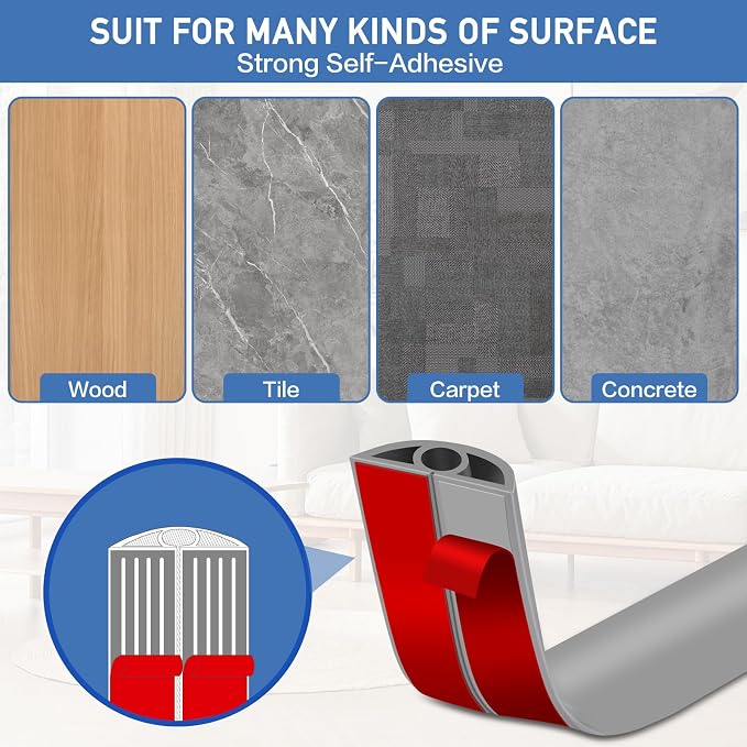 Floor Cord Cover Self Adhesive Cord Hider Floor Extension Cord Covers