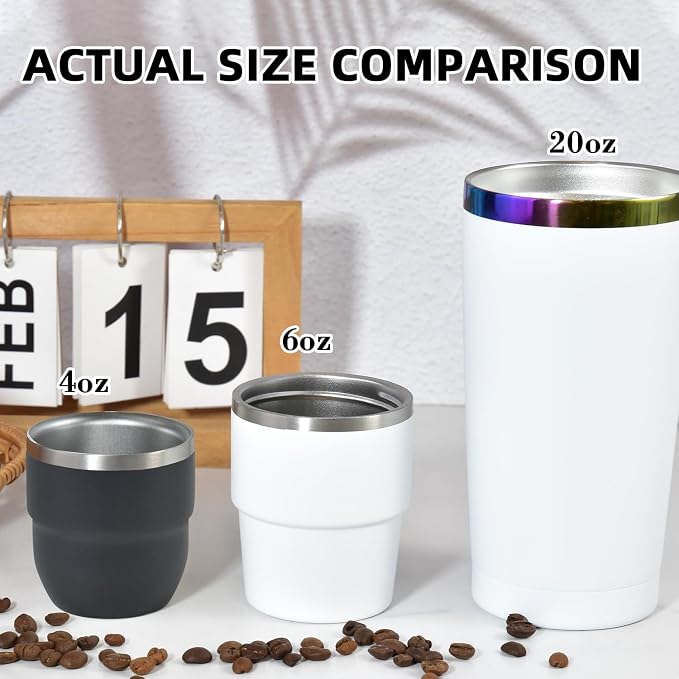 CHLJAR Espresso Cups, 4oz Insulated Espresso Cup Set of 2, Espresso Shot Cups