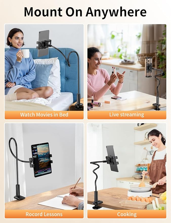 Tablet Stand, Kindle Holder for Reading in Bed, Phone Holder for Bed Desk