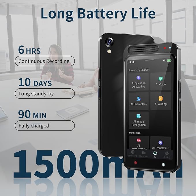 AI Voice Recorder with Playback, Digital Voice Recorder with AI Transcription