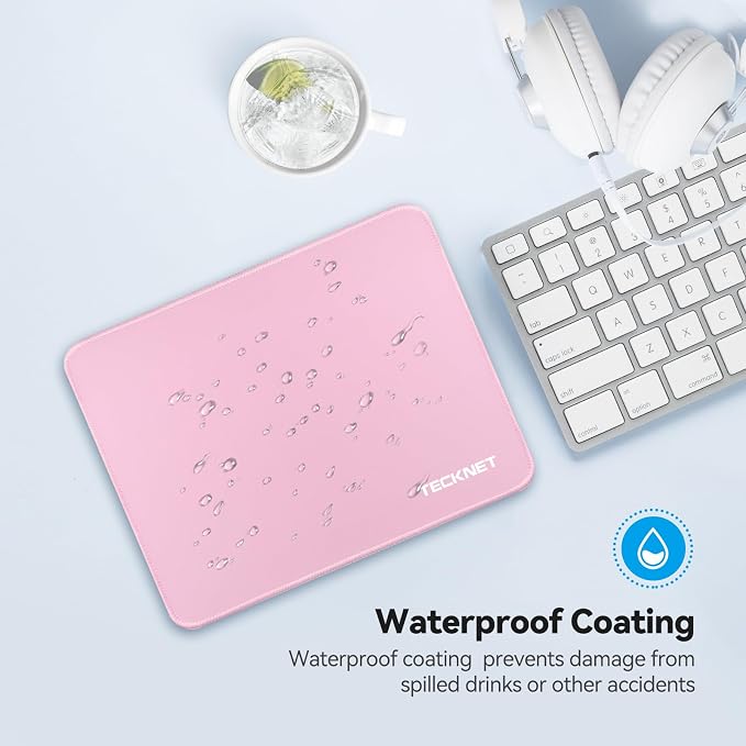 TECKNET Mouse Pad with Anti-fray Stitchin, Waterproof Surface & Non-Slip Rubber