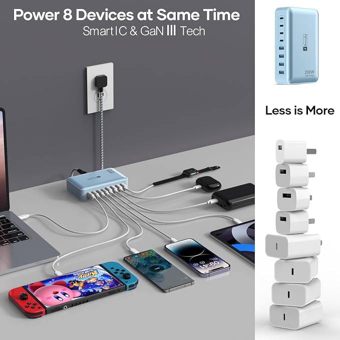 8-Port Multi Charging Stations 200W