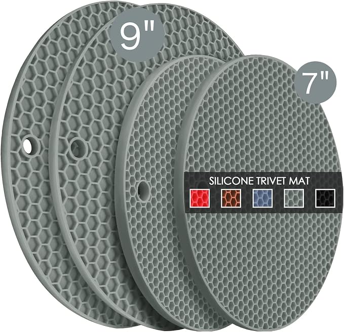 Silicone Trivet Mats, 2 Sizes 7 & 9 Inch Heat Resistant Silicone Hot Pads Pot