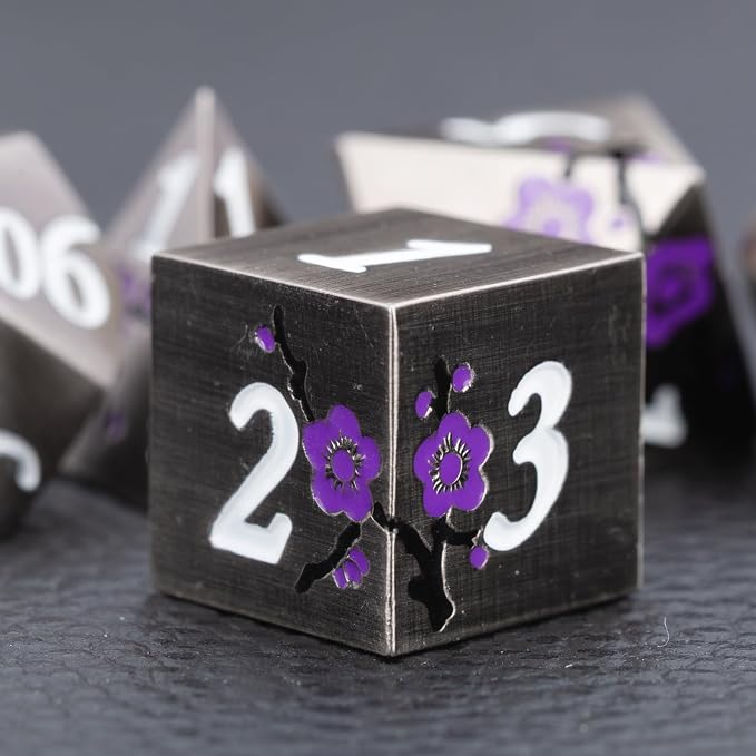Black Metal DND Dice Set with Gift Case