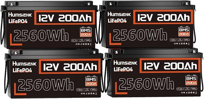 4PACK 12V 200Ah LiFePO4 Battery, Built-in 200A BMS, Rechargeable Deep Cycles