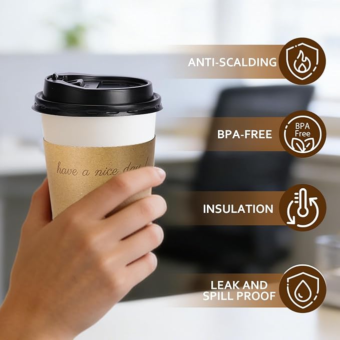 BYSNOW 16 oz 50 pack Disposable Coffee Cups