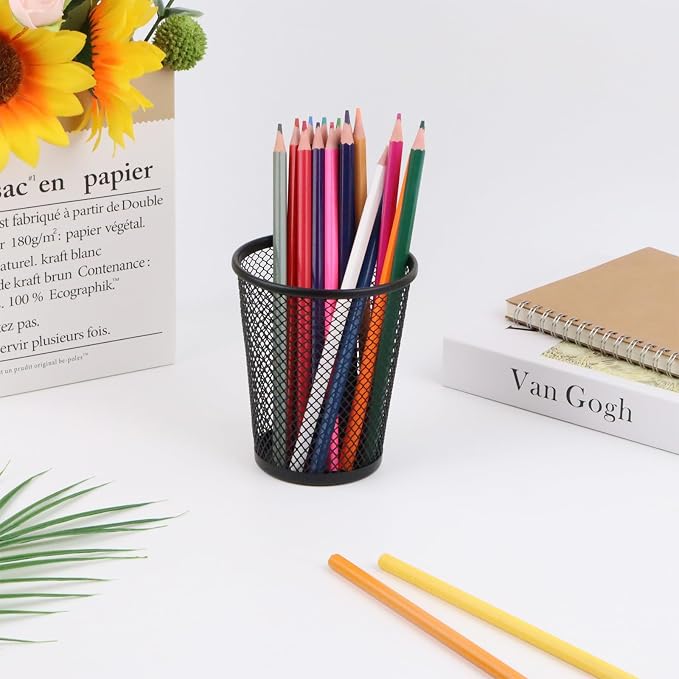 Desk Pencil Pen Holder, Wire Mesh Pen Cup Holder