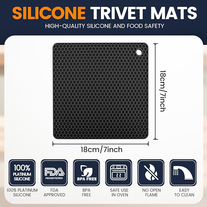 Silicone Trivet Mats 4 Heat Resistant Pot Holders Multipurpose Non-Slip Hot Pads